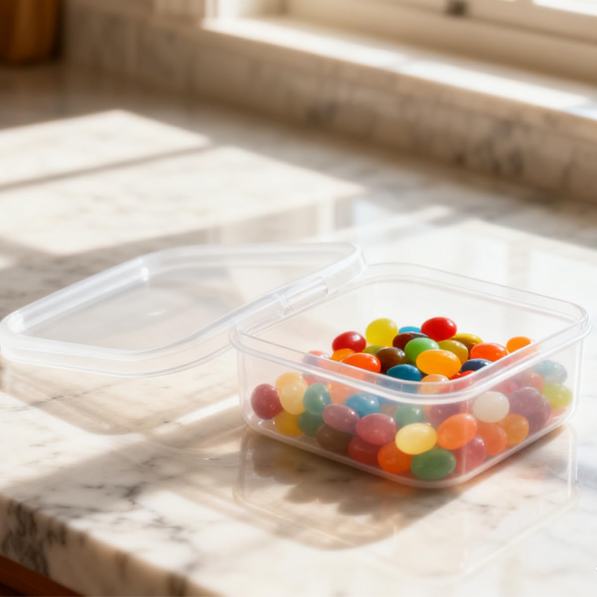 Hopzab 6 PCS Small Square Storage Boxes with Lids Mini Plastic Empty Containers for Storing Beads Pills Jewelry Game Pieces Craft and Other Small