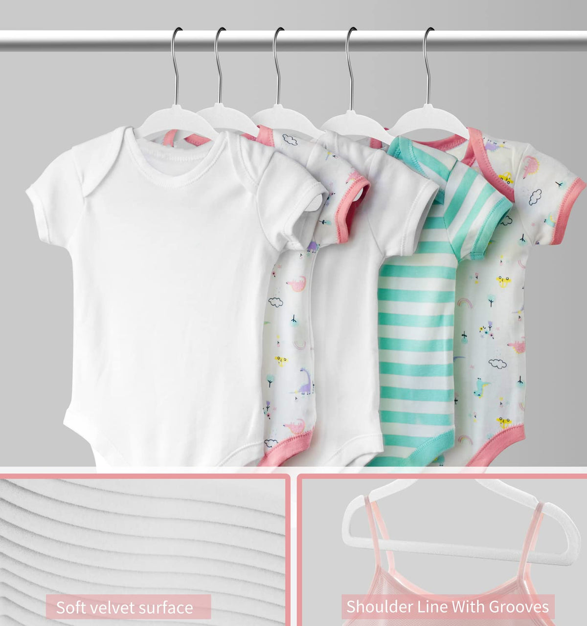 MangoKit White Baby Velvet Hangers Non-Slip Kids Coat Hangers 50 Pack