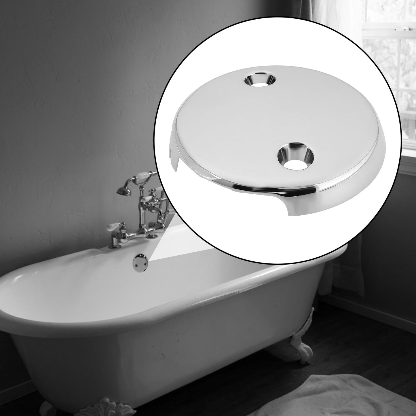 LT Easiyl 1PC Two Hole Bathtub Overflow Faceplate Diameter 81mm Hole Center Distance 50mm with Screw Stainless Steel Bathtub Overflow Drain Cover