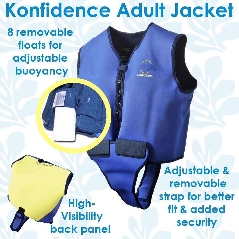Konfidence Adult Swim Jacket - Blue/Yellow (38-42" Chest)