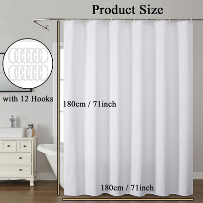 hzkais White Shower Curtain, Mould Proof and Mildew Resistant Washable Bathroom Curtains, Shower Curtain for Bathroom, Bath Curtains with Hooks