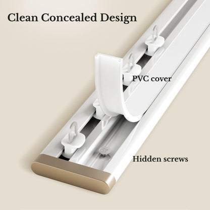 Self-Adhesive Ultra-Thin Curtain Track, Aluminum Ceiling Curtain Rail – Silent Sliding Rail for Living Room, Bedroom