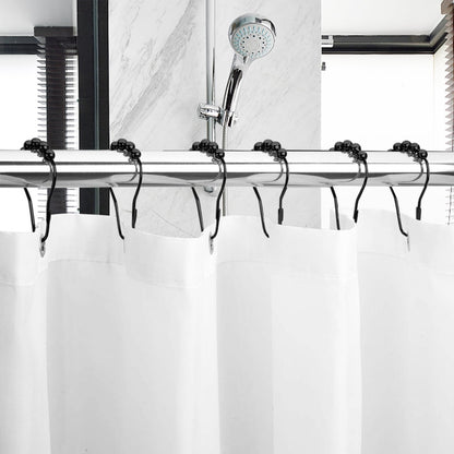 Shower Curtain Rings,Set of 12 Black Shower Curtain Hooks,Rust Proof Secure Lock Ring Clips for Hanging Bathroom Curtain.