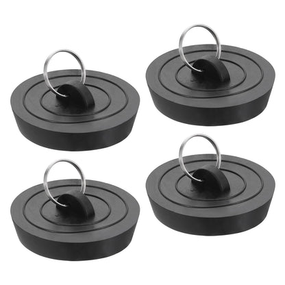 sourcing map 4pcs Rubber Drain Stopper with Hanging Ring, Bathtub Drain Plug Fits 2 Inch to 2-1/8 Inch, Rubber Sink Stopper Drain Plug for Bathtub