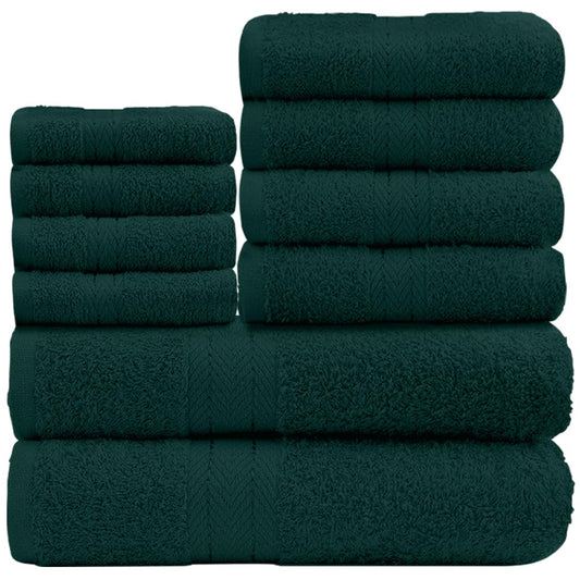 GC GAVENO CAVAILIA 10 Piece Towel Bale Set | Quick Drying Cotton Towel Highly Absorbent 450 GSM Dark Green Towels Set | Bathroom Towels Bale Set 4x