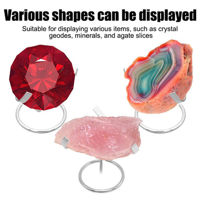 BDKMMS Crystal Display Stand, 4Pcs Metal Crystal Heart Stones Ball Holder Mineral Specimen Easel Holder for Geodes Agate Fossils Plates Collection