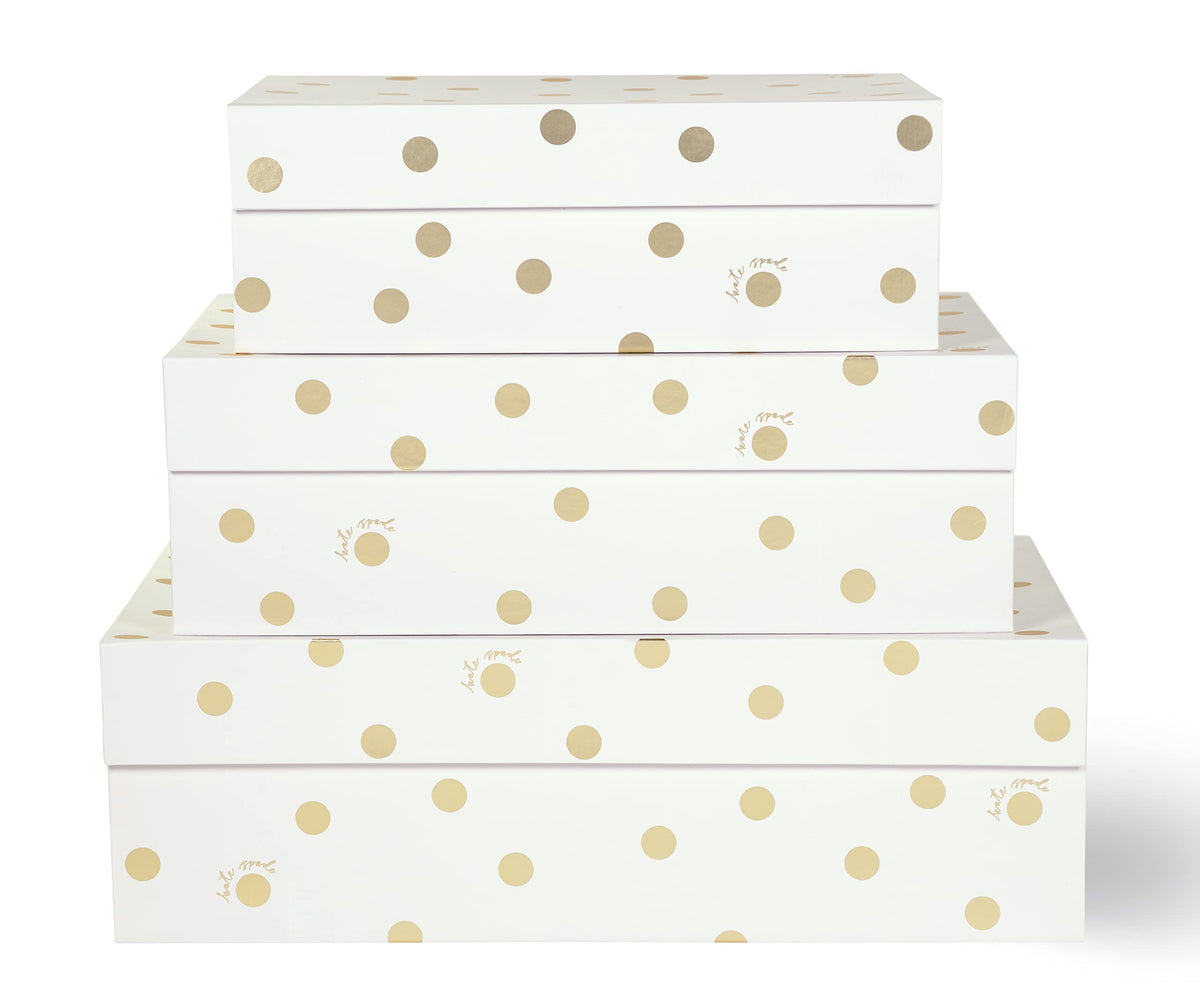 Kate Spade New York Decorative Storage Boxes with Lids, 3 Pack Sturdy Organizer Storage Bins