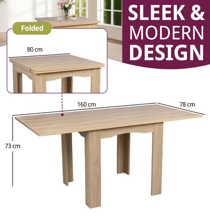Hallowood Furniture Newquay Oak Effect Extending Flip Top Table, 80-160cm