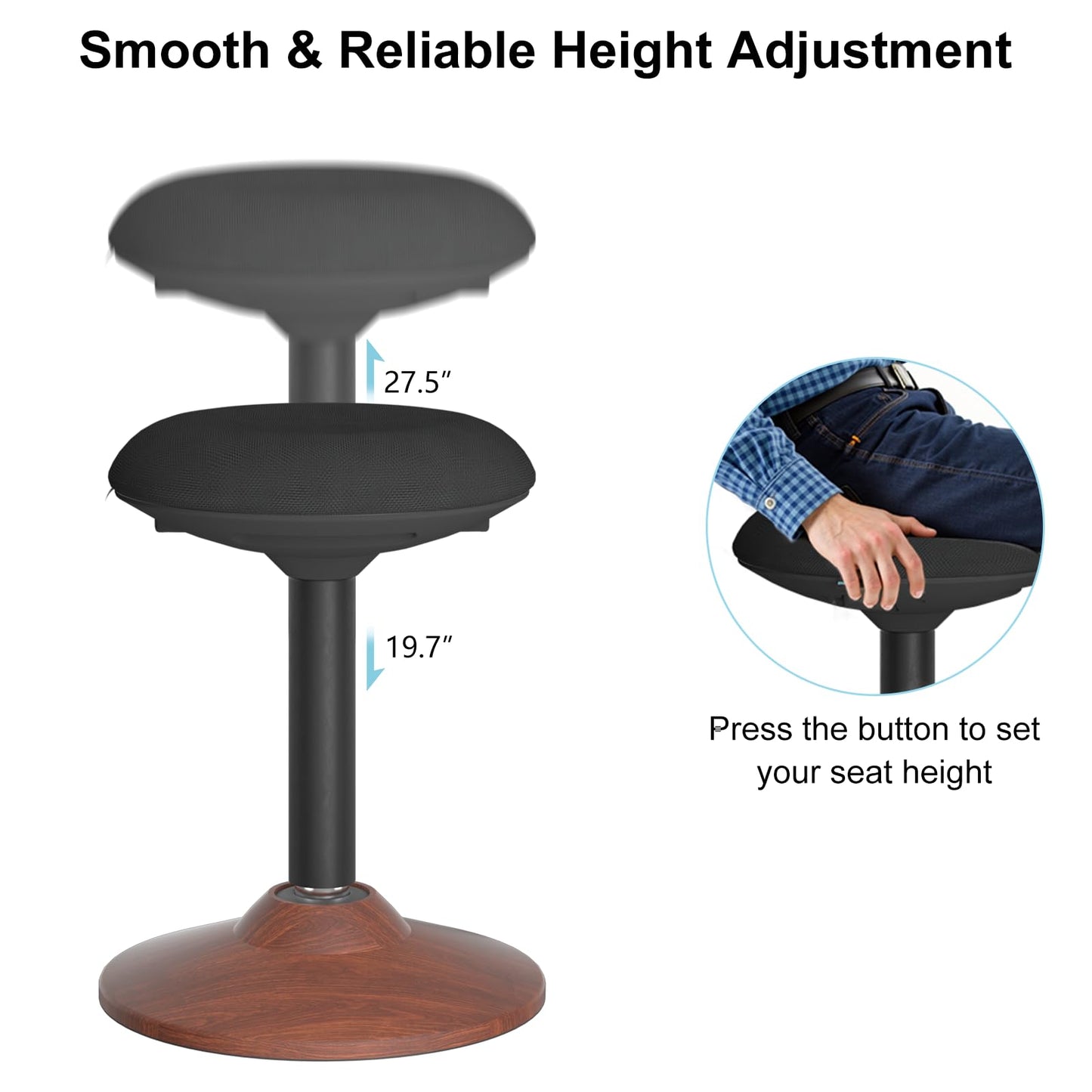 Wobble Stool,Height Adjustable,440lbsCapacity Balance Chair,for Home&Office