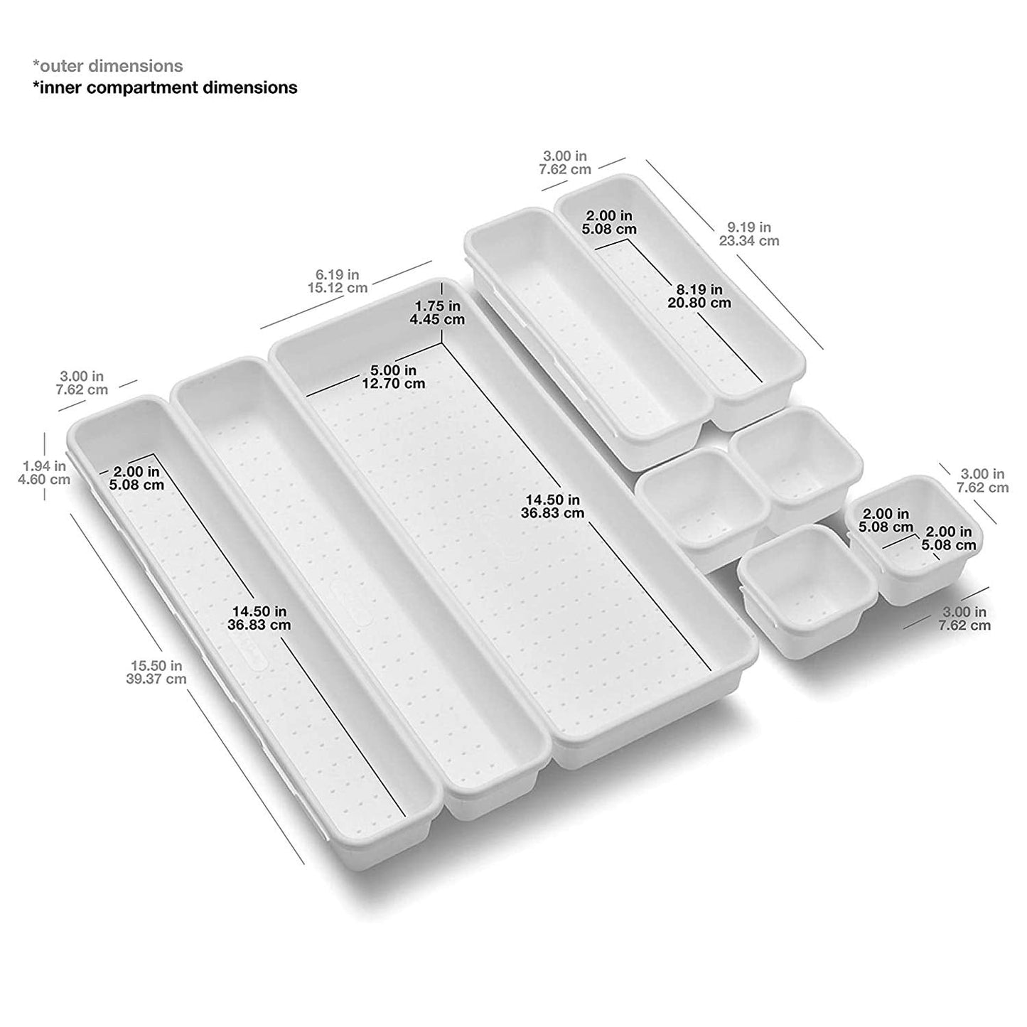 madesmart Value 9-Piece Interlocking Bin Pack | VALUE COLLECTION | Customizable Multi-Purpose Storage | Durable | Easy to Clean | BPA-Free, White