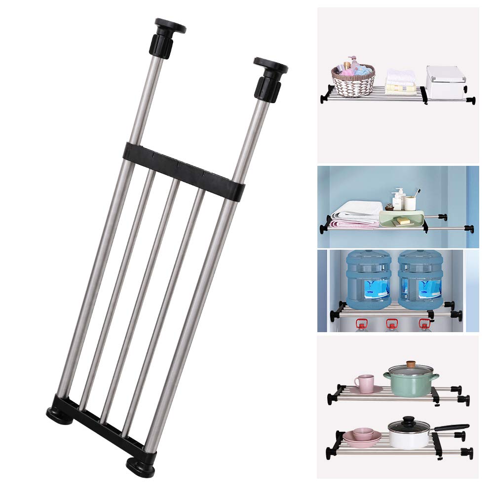 BAOYOUNI Expandable Closet Shelf Tension Rod Adjustable Storage Rack