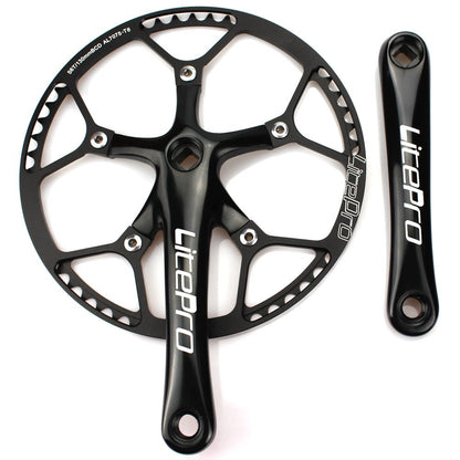 CYSKY Single Speed Crankset Set 56T 170mm Crankarms 130 BCD Litepro Folding Bike Crankset with Protective Cover for Single Speed Bike, Track Road
