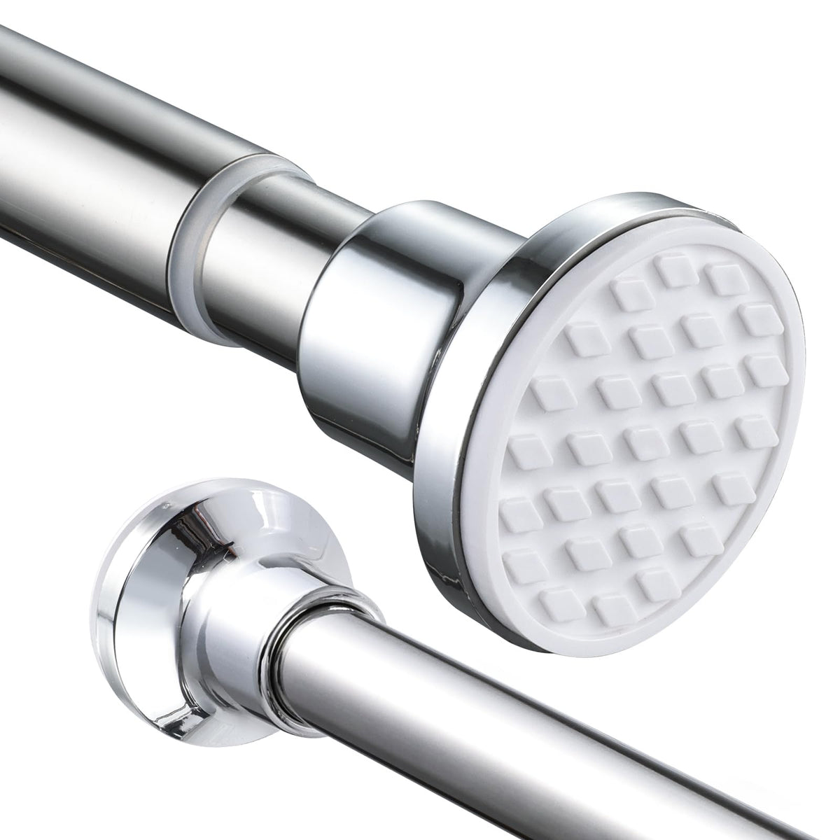 Extendable Shower Curtain Pole 73-134cm Stainless Steel Shower Curtain Rod Tension Rod Adjustable Telescopic Curtain Poles No Drilling Shower Curtain