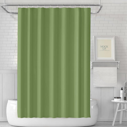ECO PEVA Shower Curtain, 180x180cm, Army Green, Waterproof, Heavy Duty, 3 Magnets, 12 Hooks, Quick-Drying, Washable, Decor