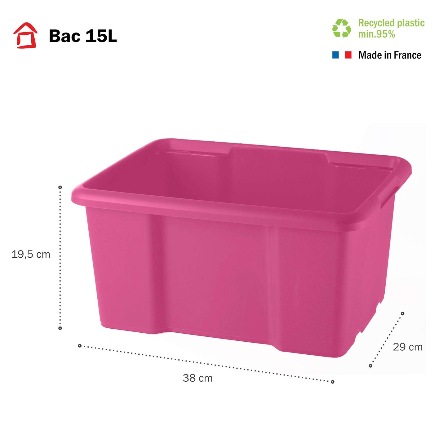 Sundis 4529008 Bin, Plastic, Pink, 15L