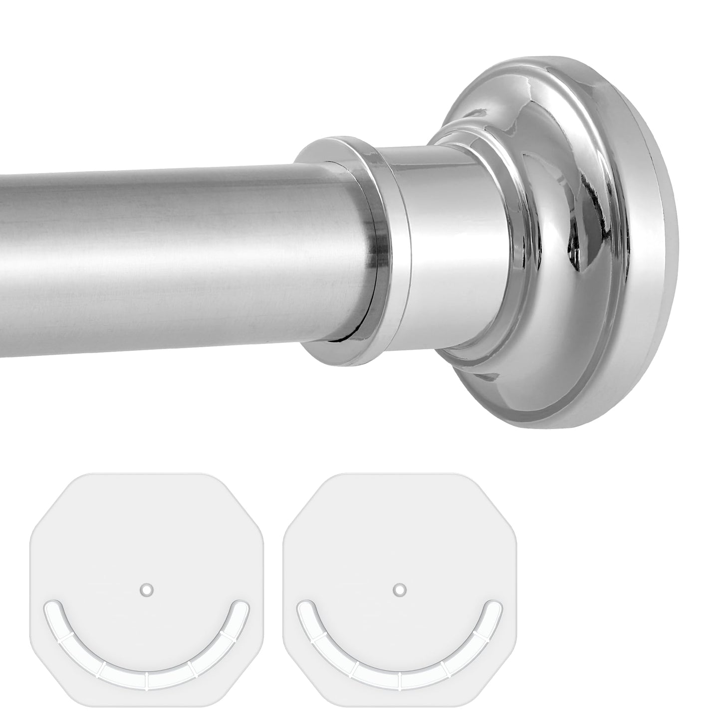 Curtain Rod No Drilling, Telescopic Rods 76-123 cm, Shower Curtain Pole Including 2 Holder, for Bathroom and Wardrobe, Silver(Diameter 28 mm)