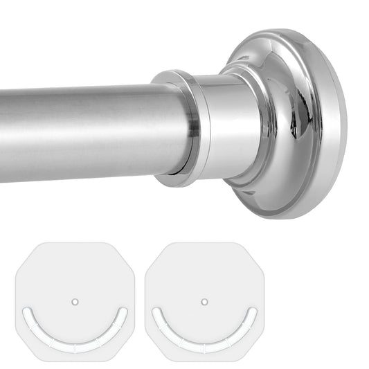 Curtain Rod No Drilling, Telescopic Rods 76-123 cm, Shower Curtain Pole Including 2 Holder, for Bathroom and Wardrobe, Silver(Diameter 28 mm)