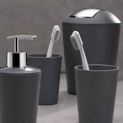 kela swing lid bin black, cosmetic bin 5l with swing lid, plastic, MARTA, waste bin bathroom black matt