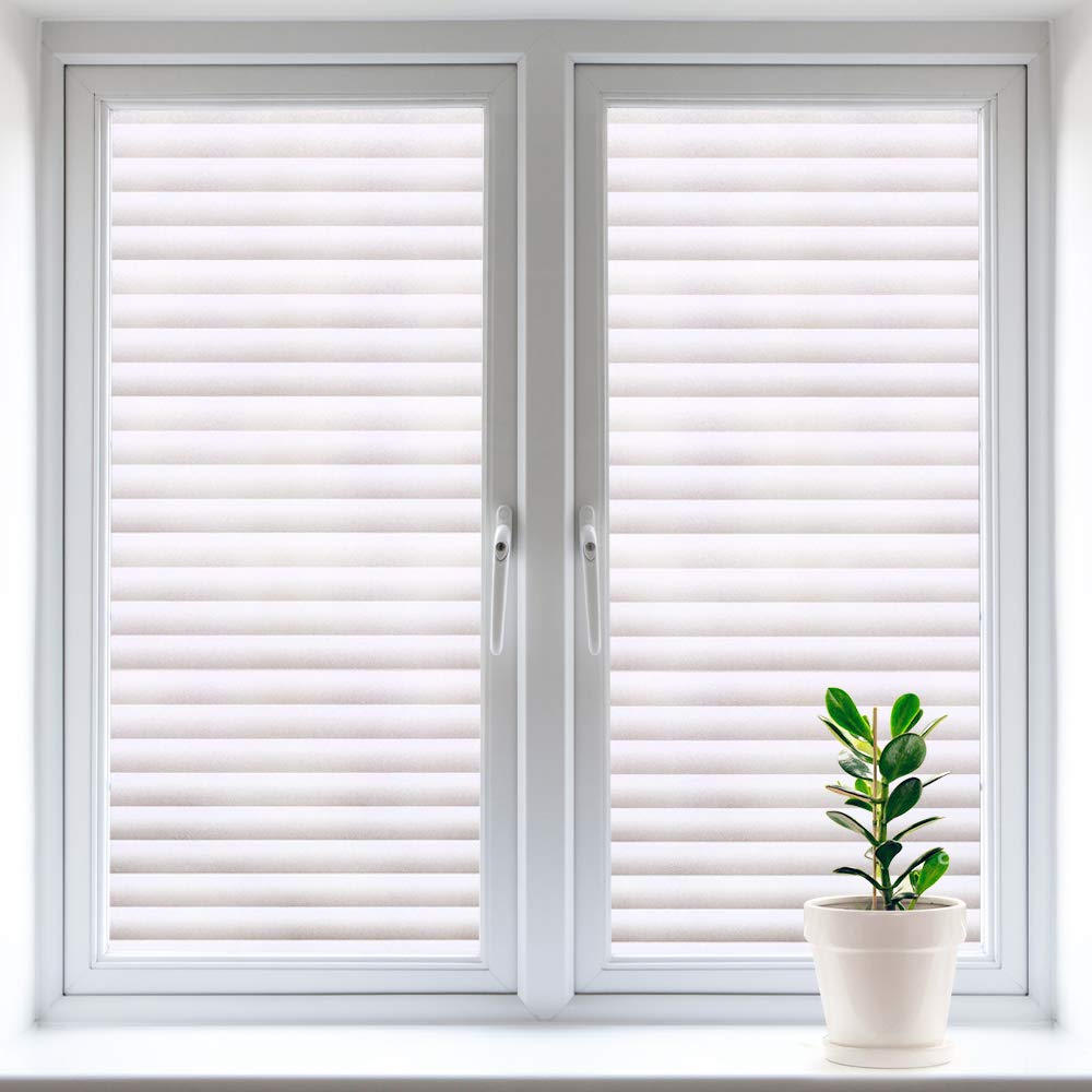 Gyxust Privacy Window Film, Self Adhesive Stripe Privacy Film Opaque No Glue Anti UV (90 * 400cm)