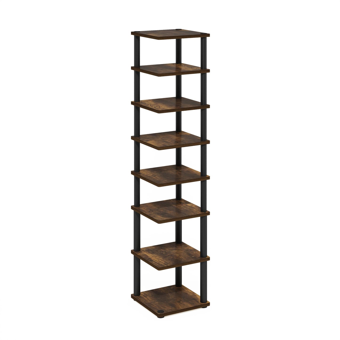 Furinno TURN-N-TUBE Shoe Rack, 8-Tier Shoe Organizer, Free Standing Shoe Storage with Vertical Space Saving Shoe Tower, 11.6 x 11.6 x 52.6