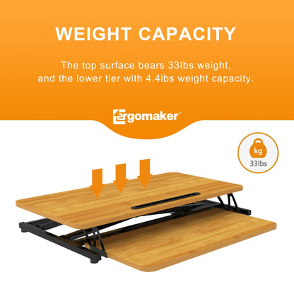 ERGOMAKER Height Adjustable Standing Desk Converter - 81cm (32 Inch) Wide Platform Tabletop Workstation - Quick Sit to Stand Desk Riser for Dual