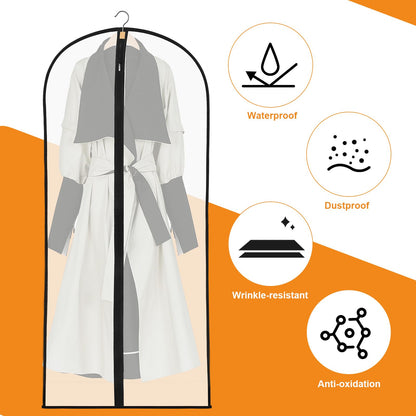2 Pack Dress Bags Covers Long, 55in PEVA Garment Bags Suit Bags, Black Edge