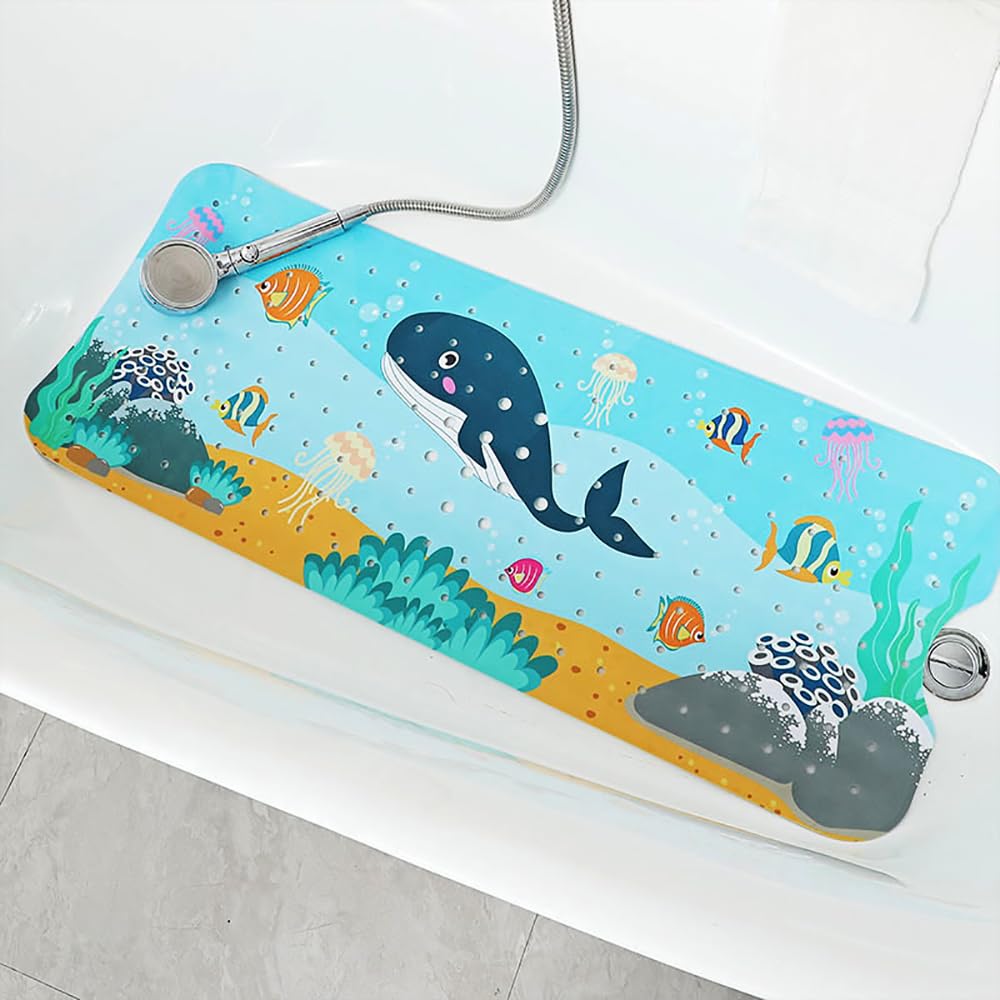 100x40cm Bath Mat Cartoon Tub Mat Non-Slip Shower Bathtub Mat Extra Long