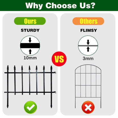 Thealyn Metal Decorative Garden Fence 57cm Wide x 45cm High (5 Panels, Total Length 2.8m), Metal Fence Panels, Landscape Fencing for Flower Bed,