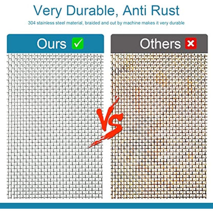 304 Stainless Steel Mesh Roll Large Size, Rodent Proof Metal Wire Mesh Panels 20 Mesh, Mouse Insect Mesh for Vents Cover, Air Brick, Home, Kitchen, Garden, 2 Metre x 300mm