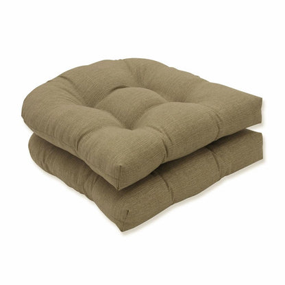 Pillow Perfect Tufted Seat Cushions (Round Back), Polyester, Tan Monti Chino, 19 Inches x 19 Inches