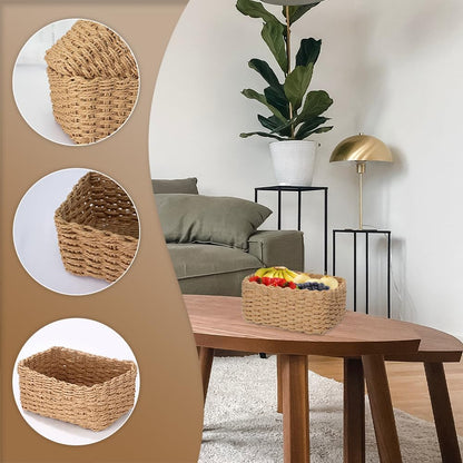 Lighterday Wicker Basket 4 Pcs Small Hampers Gift Baskets Wicker Woven Storage Basket 4 Sizes Baskets for Shelves,Gift Baskets Empty for Bathroom