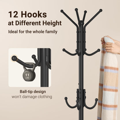 ELYKEN Metal Coat Stand with Umbrella Holder Vintage for Office, Black