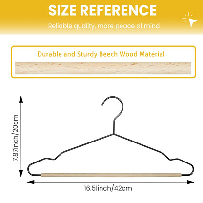 Jiang&Rong 20 Pack Matt Metal Clothes Hanger,Wood Pants (Black)