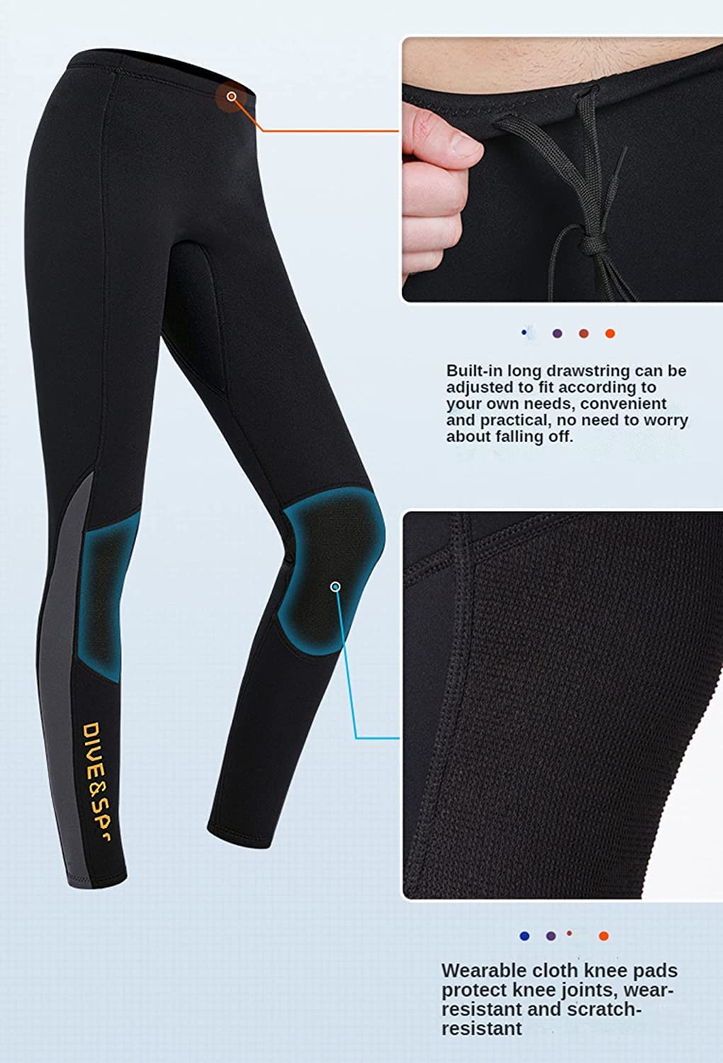 EUPTE 3mm Diving Wetsuit Pants Swimming Pants Leggings for Women Men (M, Men)