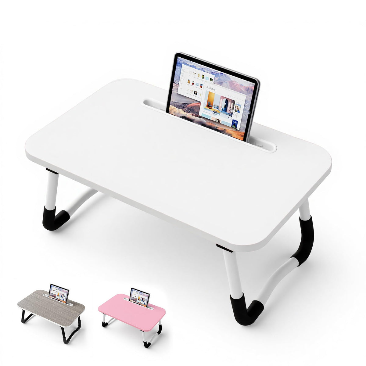 Small Laptop Bed Desk - Lap Desk 48 x 30cm for Breakfast Tray Table, Eating, Reading, Writing, Working, Laptop Stand for Bed, Sofa, Office and Home