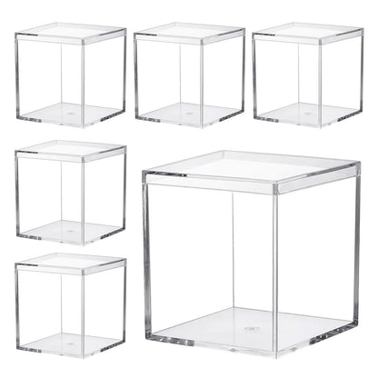 Keboyoe 6pcs 7.5x7.5x7.5cm Acrylic Display Boxes with Lid for Storage Candy