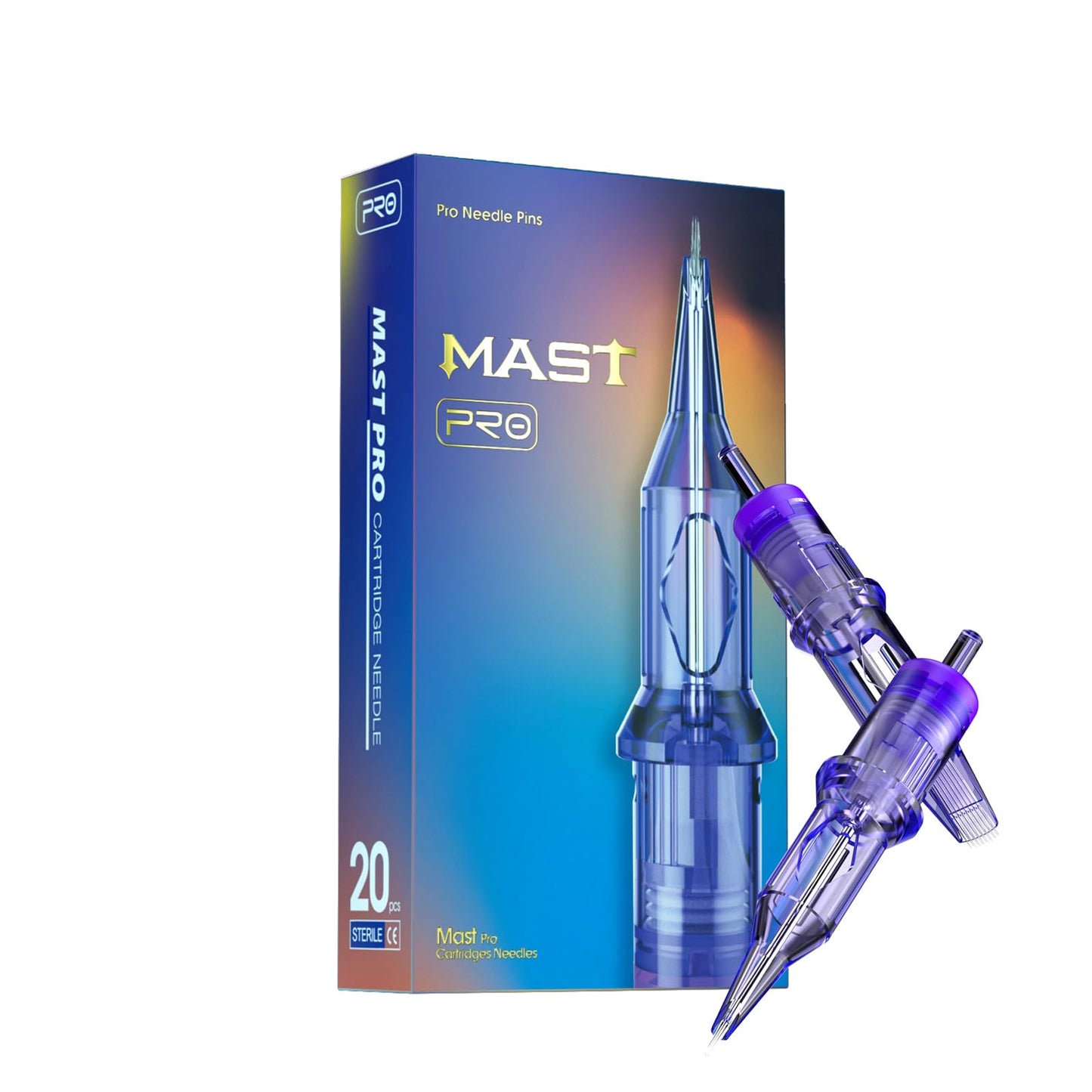 Mast Pro Tattoo Cartridge Needles 20Pieces #12 0.35 1201RL Standard Round Liner Disposable Membrane Needles for Tattoo Pen