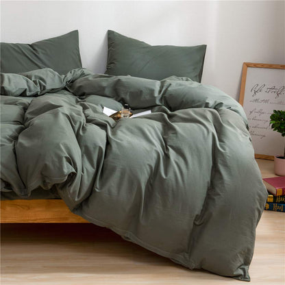 Ruccit Sage Green Duvet Cover Set Double Bed 100% Washed Cotton Double Duvet Cover Kids Teens 3pcs Simple Plain Farmhouse Bedding Set Zipper