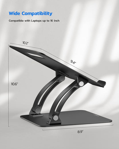 Nulaxy Adjustable Laptop Stand for Desk, Dual Foldable Design, Black