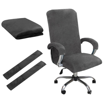 Office Chair Covers, Desk Chair Cover Universal Stretch Velvet Slipcover, Washable Plush Computer Chair Protector with Arm Covers
