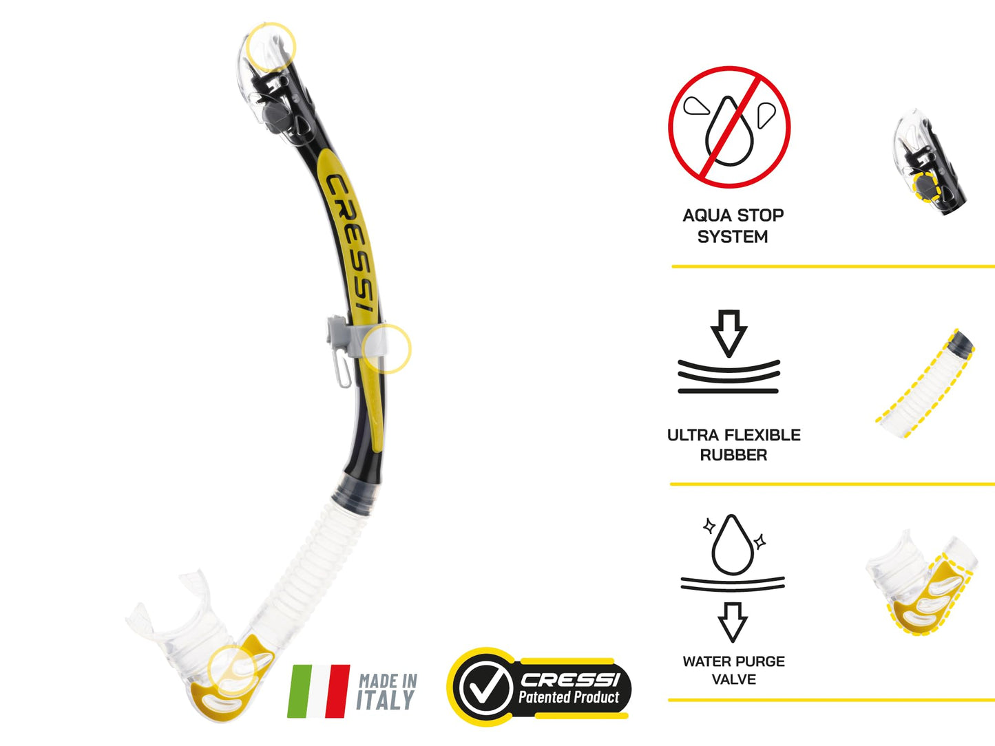 Cressi Unisex-Adult, Alpha Ultra Dry Snorkel Ideal for Snorkelling Apnea and Diving, Blue/Light Blue, One Size