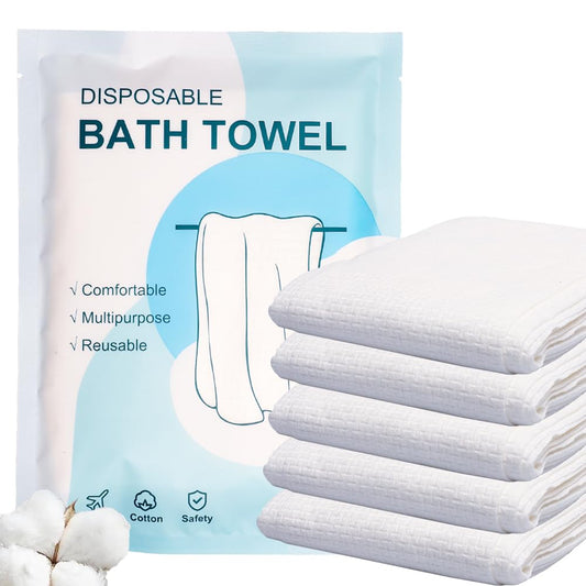 MuLing Disposable Bath Towels,5 PCS Large Portable Bath Towels for Travel,55 x 27.5 inch Soft Big Body Towel,Washcloth for Hiking Camping Hotel