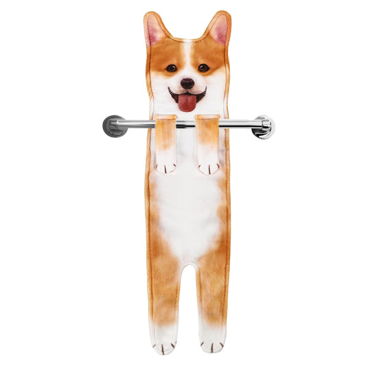 Corgi Dog Funny Hand Towels for Bathroom Kitchen-Cute Decor Dog Dad Mum Women Fathers Mothers Day Valentine Gifts Decorative Hanging Washcloths Face