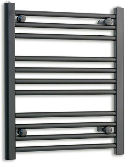 500mm Wide Black Heated Towel Rail Straight Flat Bathroom Warmer Radiator Rack Central Heating Turkish Zone (500mm x 600mm)
