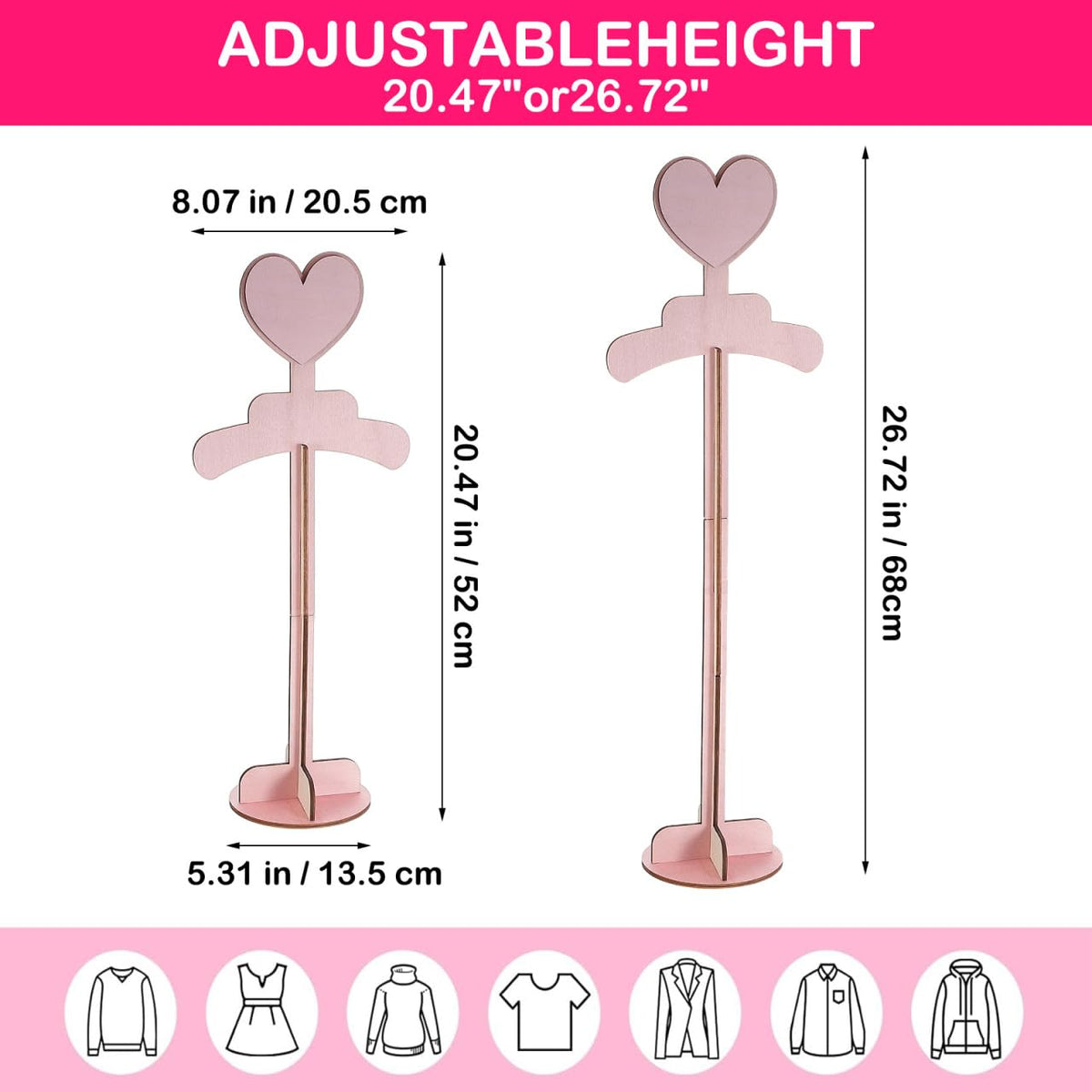Cabilock Baby Clothes Display Stand Child T Shirt Display Stand Wood Portable Clothing for Kids Dresses Jackets and T Shirts Anti-Slip Rack for