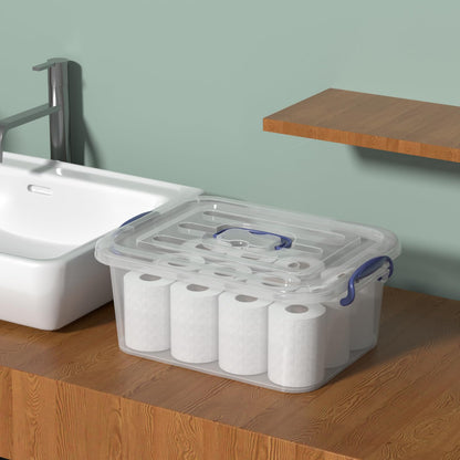 Tyminin 6 Packs Clear Plastic Storage Boxes with Clear Lids, Small Latch Bins, 8 Litre, T
