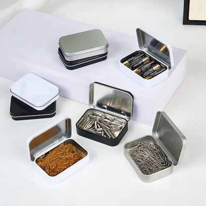Globellapro 10.8 * 7.6 * 1.77cm Rectangular Tin Boxes Gold Hinged Storage Tins Metal Empty Tins Containers Tweezers,Tools Small Items Storage