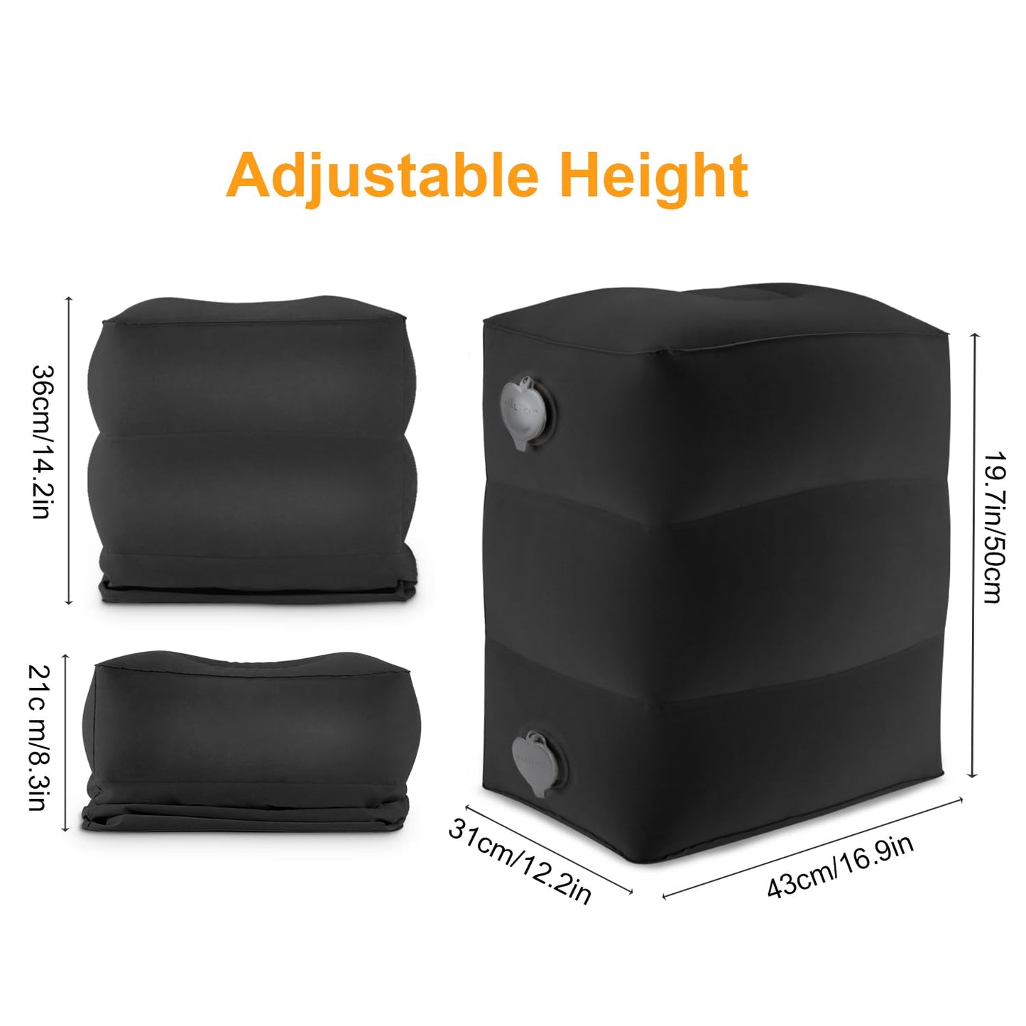 Maliton Airplane Footrest, Inflatable Foot Rest for Kids (Black, 1 Pack)