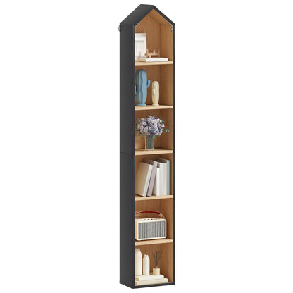 YITAHOME 6-Tier Bookshelf, Bookcase Unit White Frame & Natural Oak Interior, Space-Saving Design for Home & Office, B & Oak, 30W × 23.5D × 181H CM