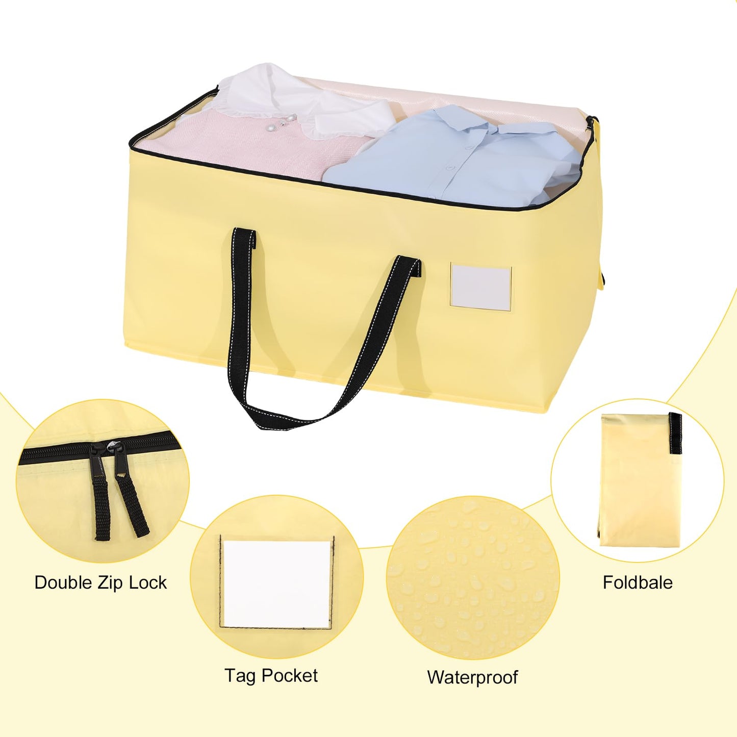 Dntorx 6 Pack 90L Moving Bags,Waterproof Moving Boxes with Zips,Pale Yellow